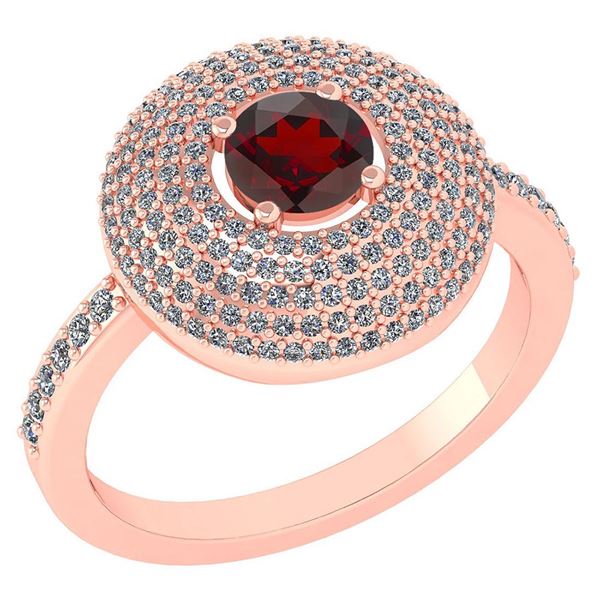 Certified 0.99 CTW Garnet And Diamond 14k Rose Gold Hal