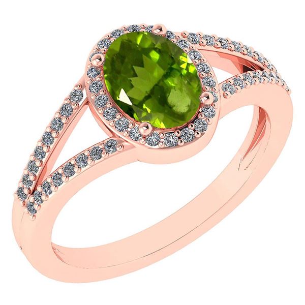 Certified 1.52 Ctw Smoky Quarzt And Diamond 14k Rose Go