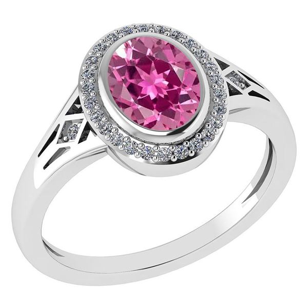 Certified 1.39 Ctw Pink Tourmaline And Diamond 14k Whit