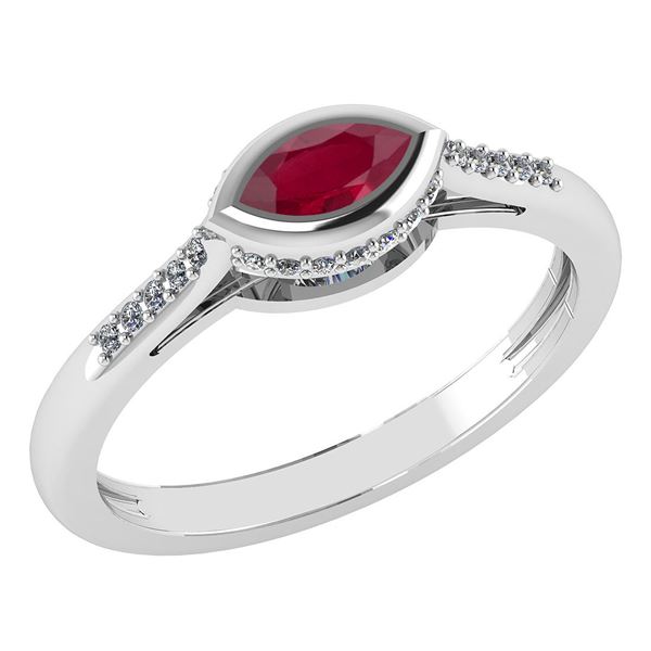 Certified 0.38 Ctw Ruby And Diamond 18k White Gold Halo