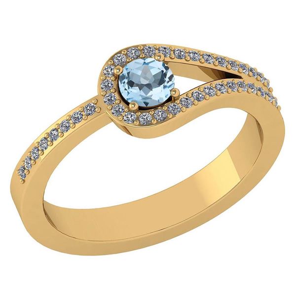 Certified 1.30 Ctw Aquamarine And Diamond 14k Yellow Go