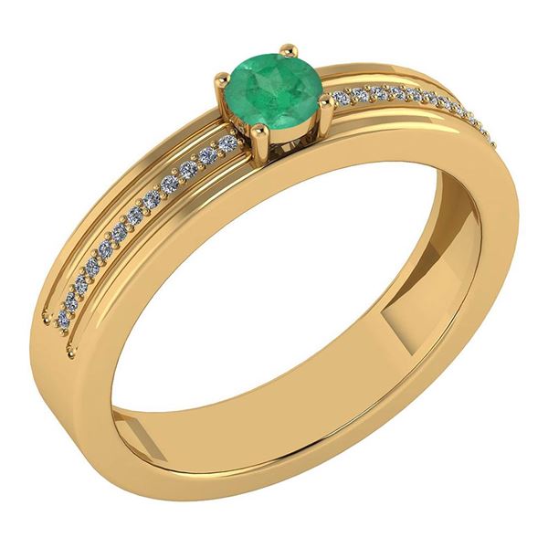 Certified 0.29 Ctw Emerald And Diamond 18k Yellow Gold