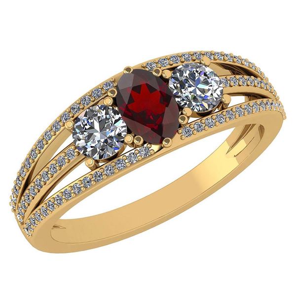 Certified 1.16 Ctw Garnet And Diamond 14k Yellow Gold H