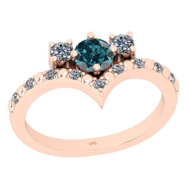 Certified 0.76 Ctw I2/I3 Treated Fancy Blue And Diamond