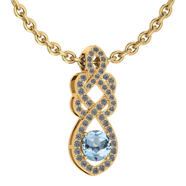Certified 1.26 Ctw Blue Topaz And Diamond VS/SI1 Neckla