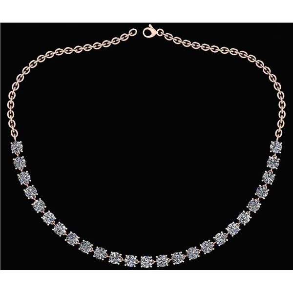 Certified 32.50 Ctw Diamond Necklace For Ladies 18K Ros
