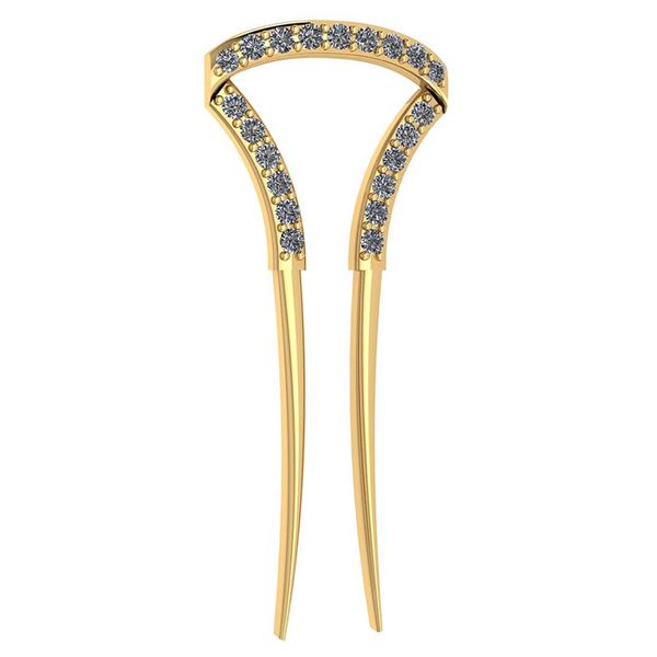 Certified 0.10 Ctw Diamond Ladies HairPin 18K Yellow Go