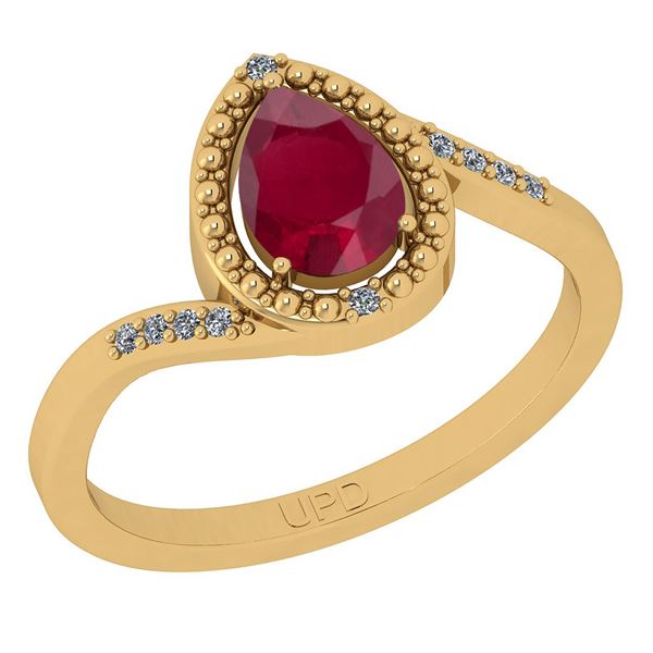 Certified 0.65 Ctw I2/I3 Ruby And Diamond 14k Yellow Go