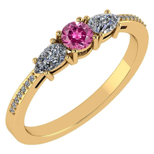 Certified 0.77 Ctw Pink Tourmaline And Diamond 14k Yell