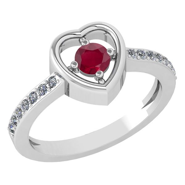 Certified 0.33 Ctw Ruby And Diamond 14K White Gold Ring