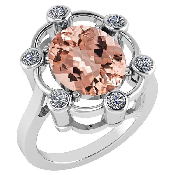 Certified 5.83 Ctw Morganite And Diamond VS/SI1 Halo Ri