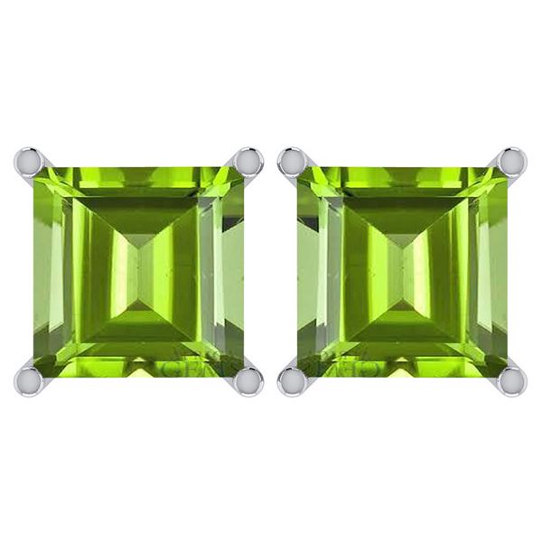 Certified 11.24 Ctw Genuine Peridot 14K White Gold Stud
