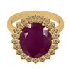 Image 2 : Certified 9.15 Ctw SI2/I1 Ruby And Diamond 14K Yellow G
