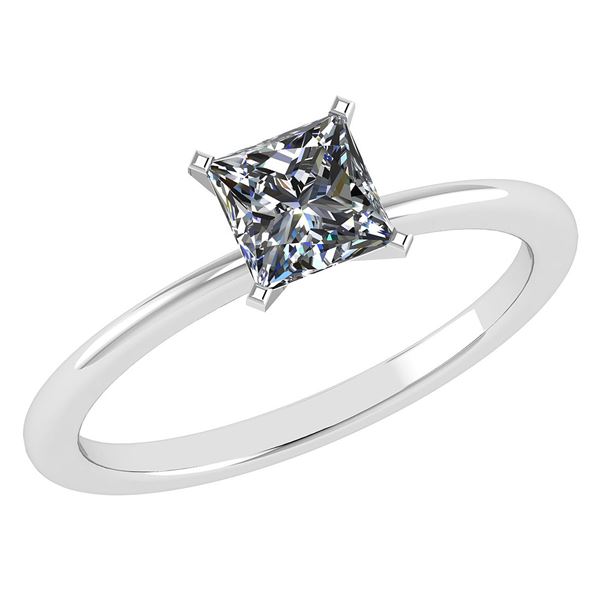 Certified 0.75 Ctw Princess Cut Diamond 18k White Gold