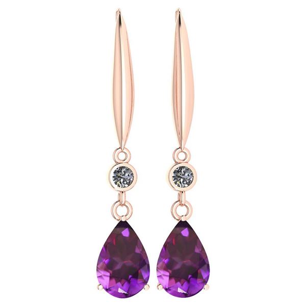 Certified 5.70 Ctw Amethyst And Diamond VS/SI1 Dangling
