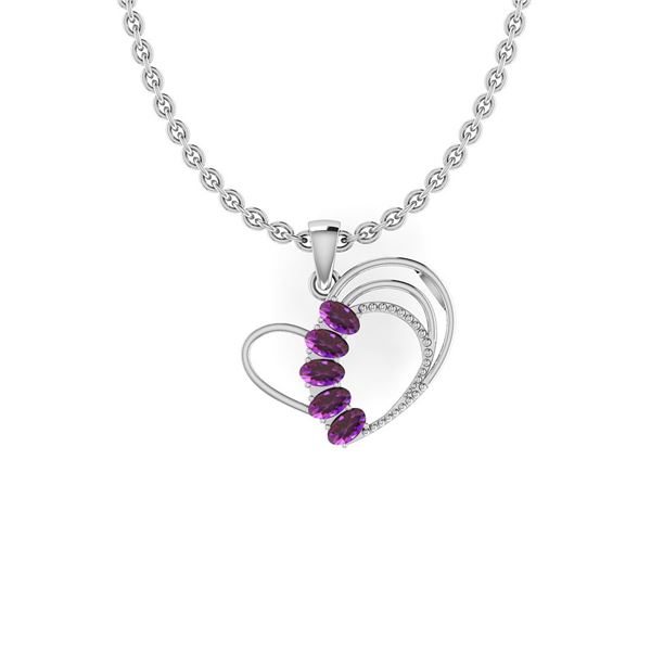 Certified 1.25 Ctw Amethyst 14K White Gold Necklace