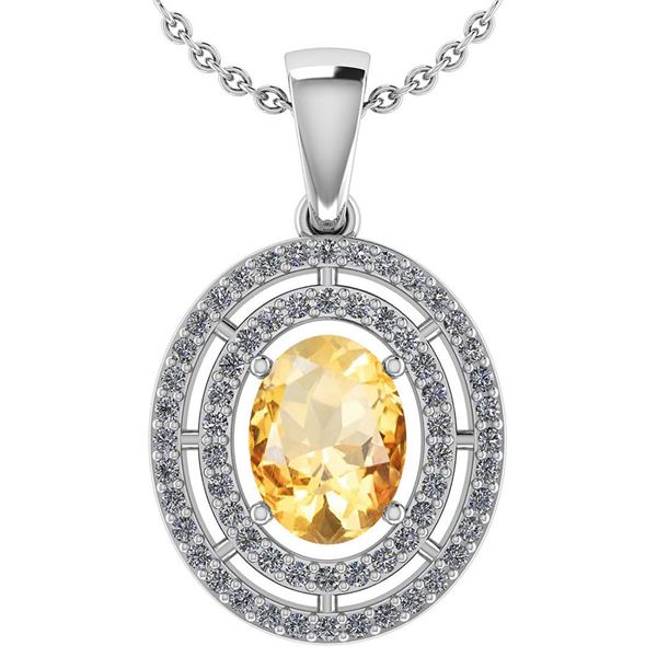 Certified 1.56 CTW Citrine And Diamond 14k White Gold H