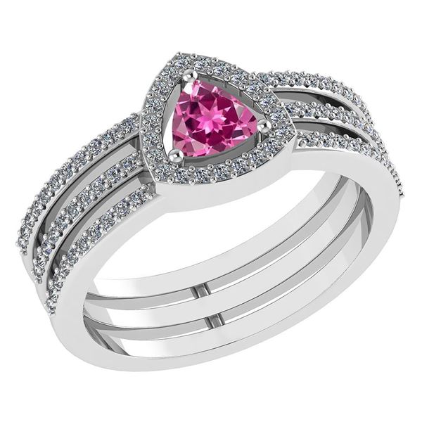 Certified 0.91 Ctw Pink Tourmaline And Diamond 14k Whit