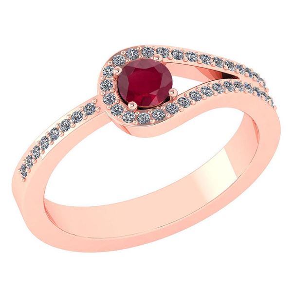Certified 1.30 Ctw Ruby And Diamond 14k Rose Gold Halo
