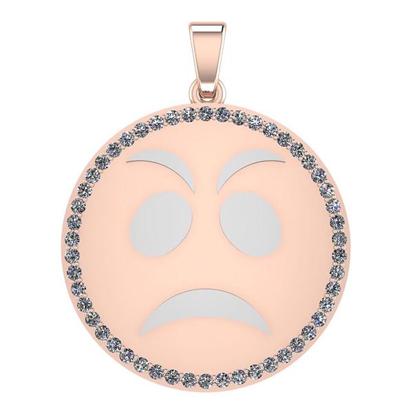 Certified 0.95 Ctw Diamond Smiley 18K Rose Gold Pendant
