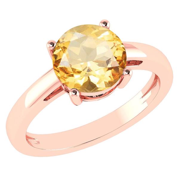 Certified 1.00Ctw Genuine Citrine 14k Rose Gold Halo Ri