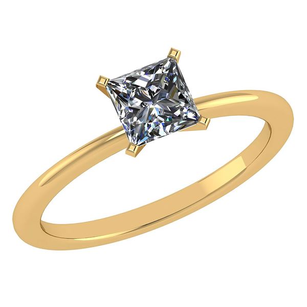 Certified 0.75 Ctw Princess Cut Diamond 18k Yellow Gold