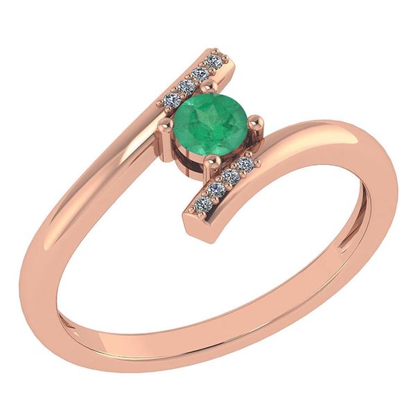 Certified 0.27 Ctw Emerald And Diamond 14k Rose Gold Ha