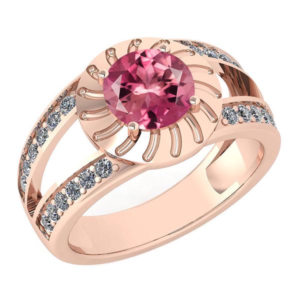 Certified 1.58 Ctw Pink Tourmaline And Diamond Wedding/