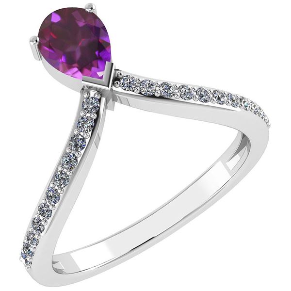 Certified 0.97 Ctw Amethyst And Diamond 14k Yellow Gold