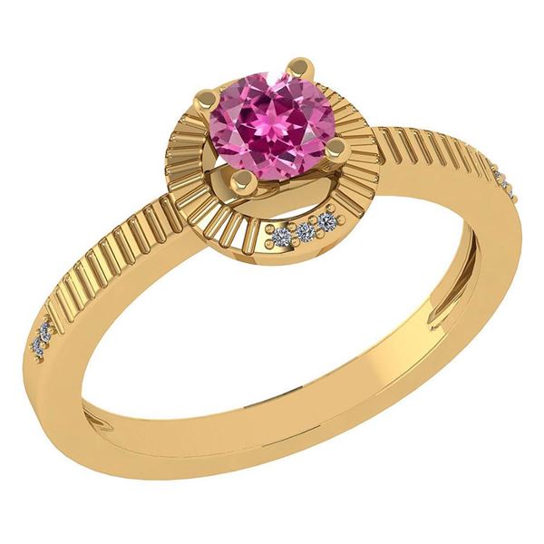 Certified 0.37 Ctw Pink Tourmaline And Diamond 14k Yell