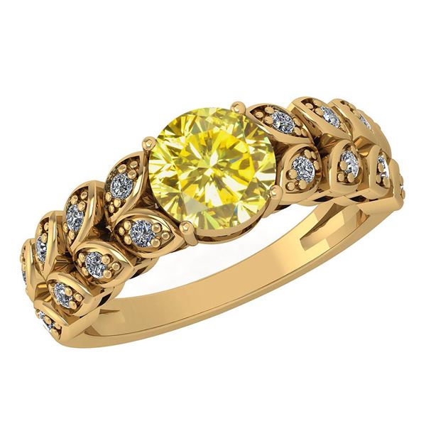 Certified 1.47 Ctw Treated Fancy Yellow Diamond And Whi