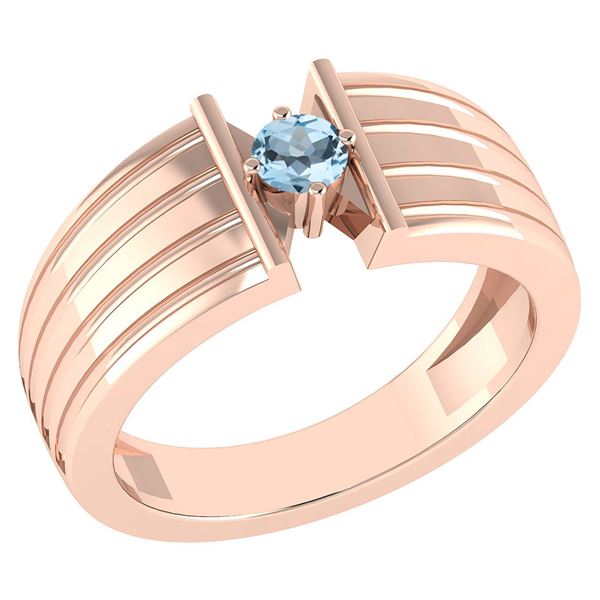 Certified 0.20 Ctw Blue Topaz Solitaire Ring 18K Rose G