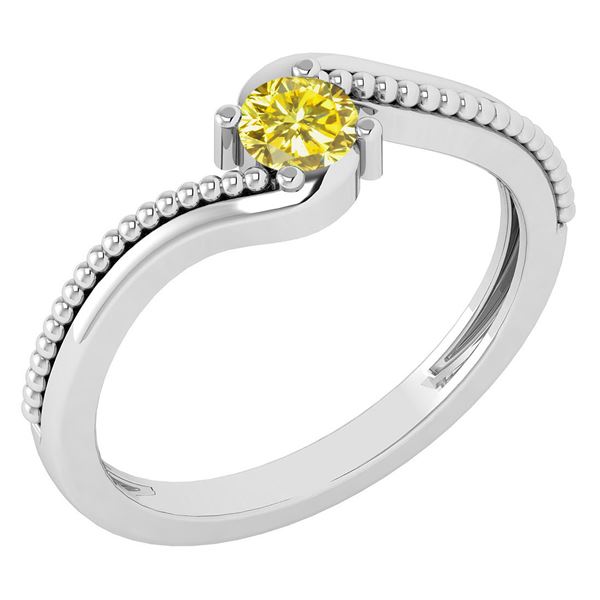Certified 0.50 Ctw Treated Fancy Yellow Diamond 14K Whi
