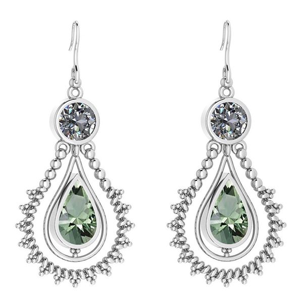 Certified 5.18 Ctw Green Amethyst And Diamond SI2/I1 Da