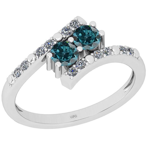 Certified 0.64 Ctw I2/I3 Treated Fancy Blue And Diamond