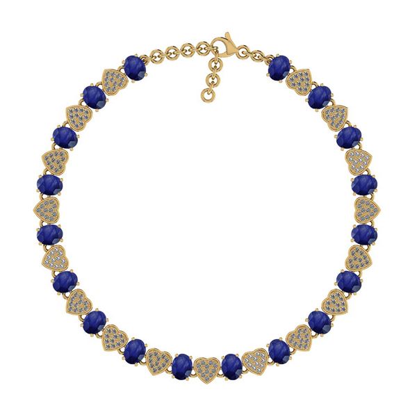 Certified 7.95 Ctw SI2/I1 Blue Sapphire And Diamond 14K