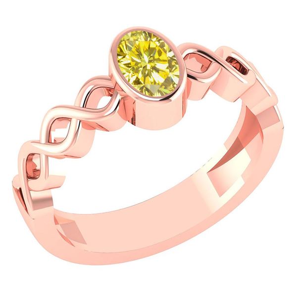 Certified 0.50 Ctw Treated Fancy Yellow Diamond 14K Ros