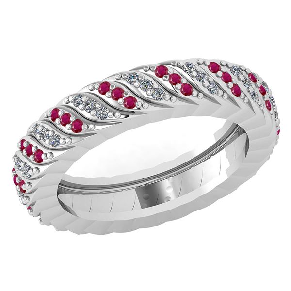 Certified 0.52 Ctw Ruby And Diamond 18K White Gold Halo