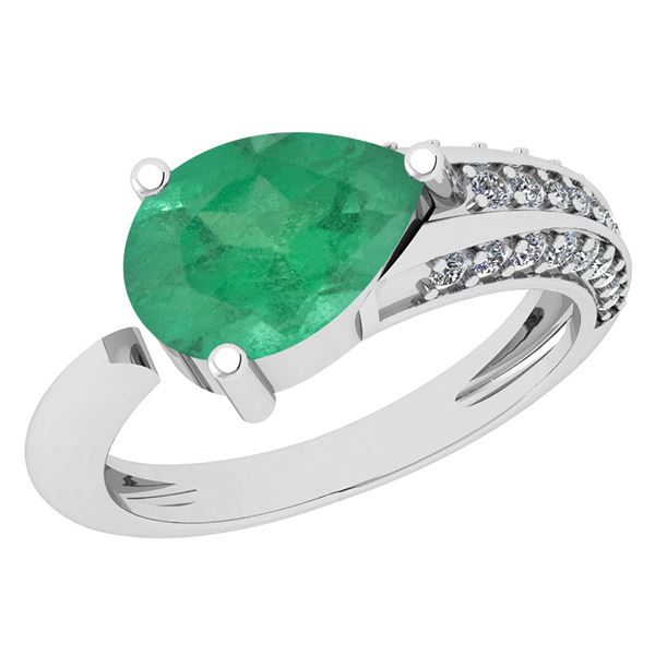 Certified 1.54 Ctw Emerald And Diamond VS/SI1 Halo Ring
