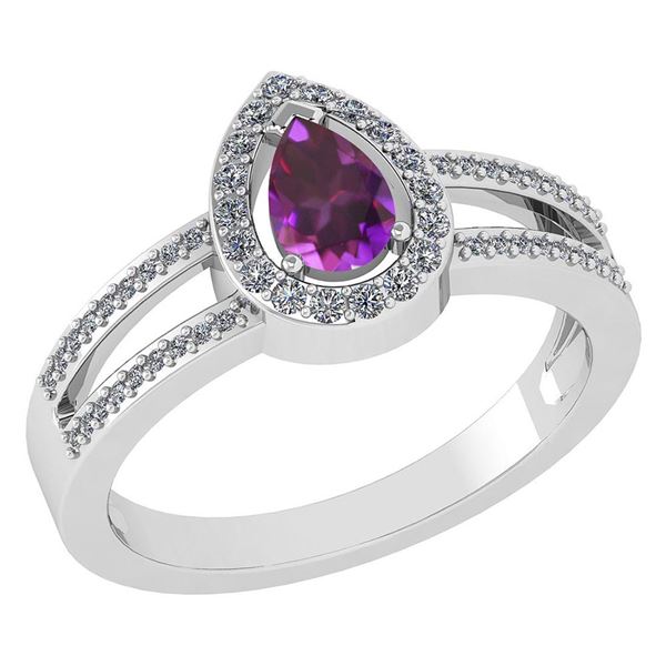 Certified 0.74 CTW Amethyst And Diamond 14k White Gold