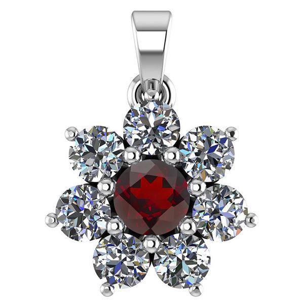 Certified 0.93 Ctw Garnet And Diamond 18K White Gold Ha