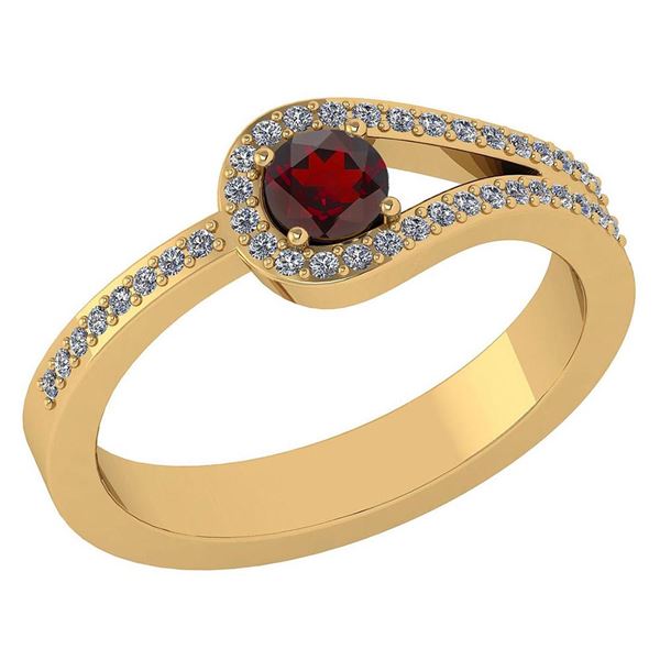 Certified 1.30 Ctw Garnet And Diamond 14k Yellow Gold H