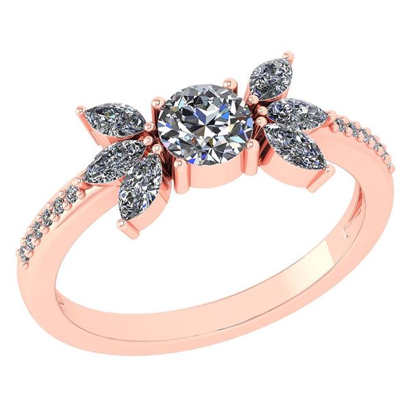Certified 1.11 Ctw Smoky Quarzt And Diamond 14k Rose Go