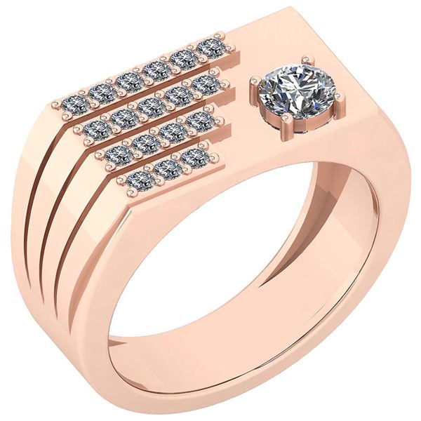 Certified 0.50 Ctw Diamond VS/SI1 Mens Ring 18K Rose Go