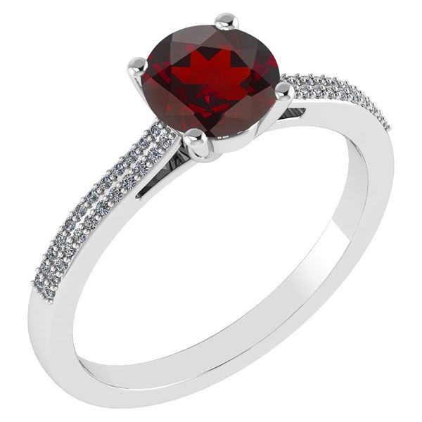 Certified 1.37 Ctw Garnet And Diamond 14k White Gold Ha
