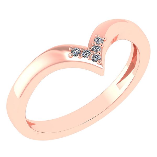 Certified 0.03Ctw Diamond 14k Rose Gold Band Made In US