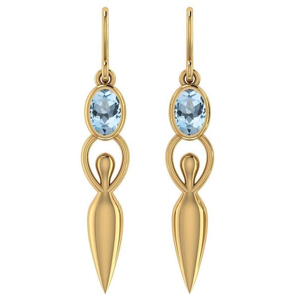 Certified 1.00 Ctw Aquamarine And Diamond 14k Yellow Go