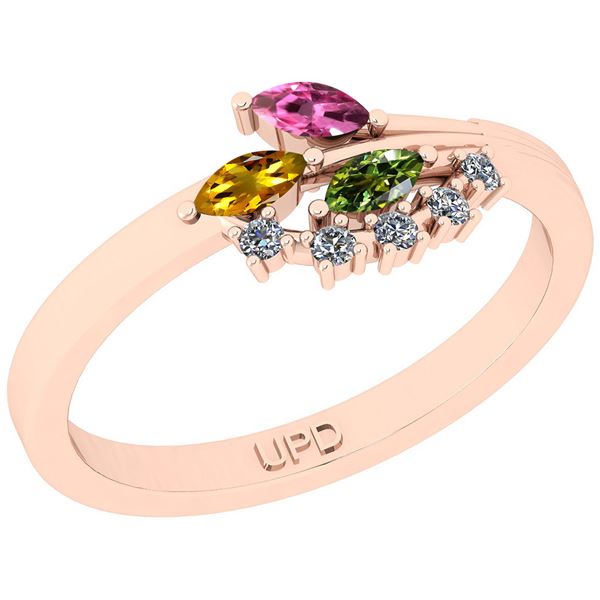 Certified 0.37 Ctw I2/I3 Multi Stone And Diamond 14K Ro