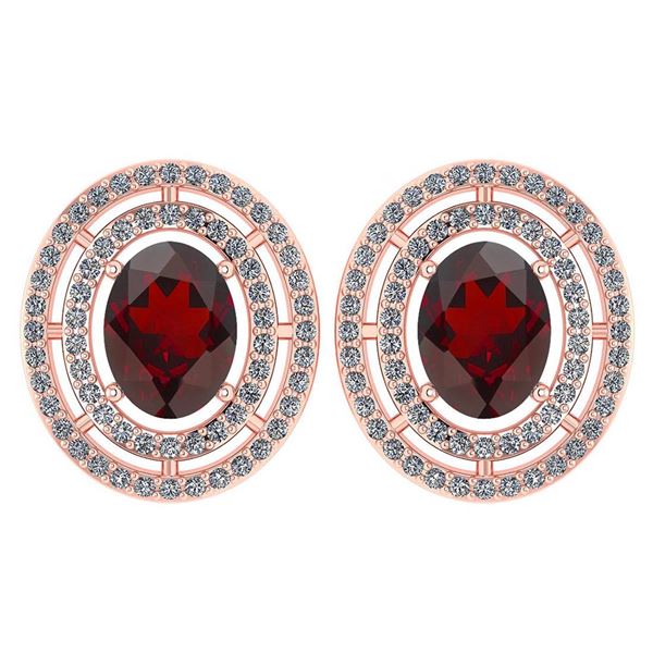 Certified 3.12 Ctw Garnet And Diamond 18K Rose Gold Hal