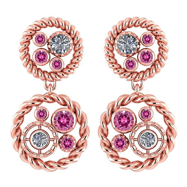 Certified 1.64 Ctw Pink Tourmaline And Diamond 14K Rose